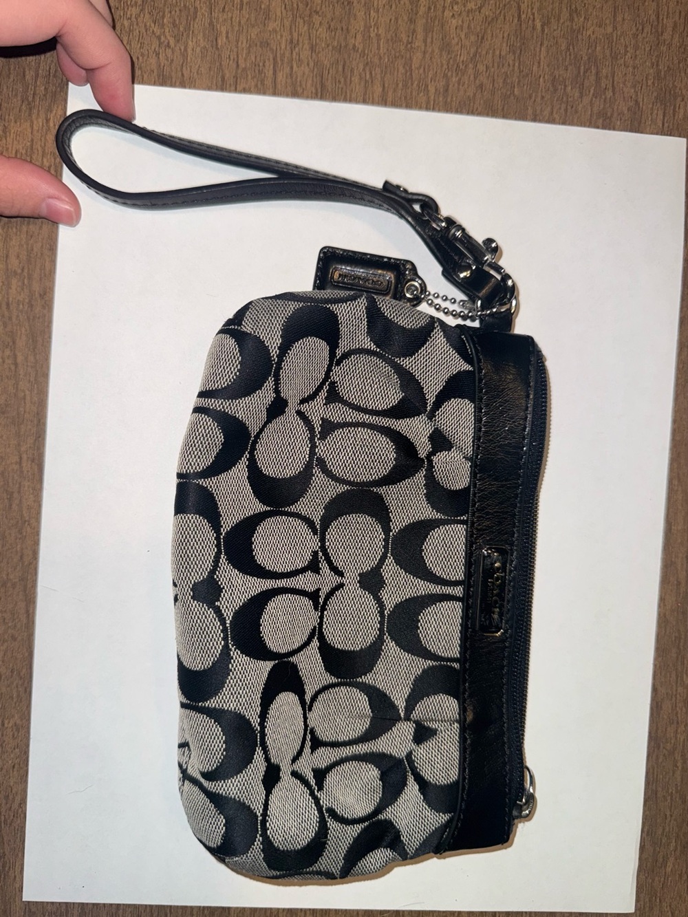 Coach Black and Khaki Signature Canvas Wristlet - Picture 4 of 4